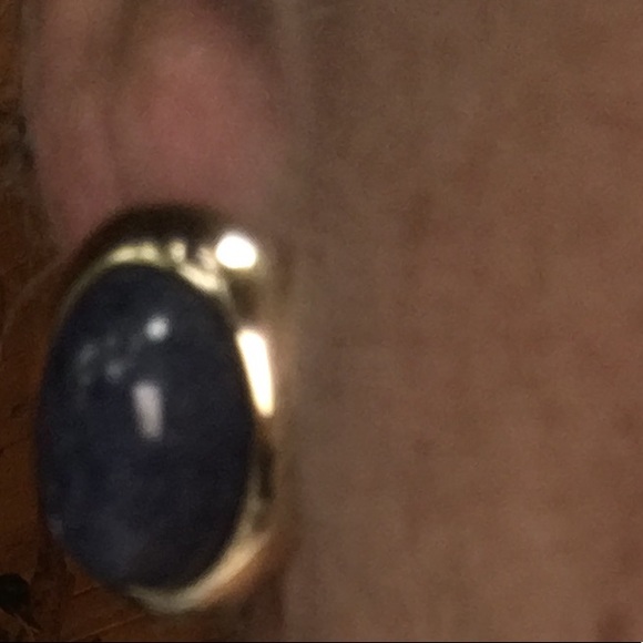 Lapis cabochon 14K gold pierced earrings. Reduced price is FIRM - Picture 7 of 12